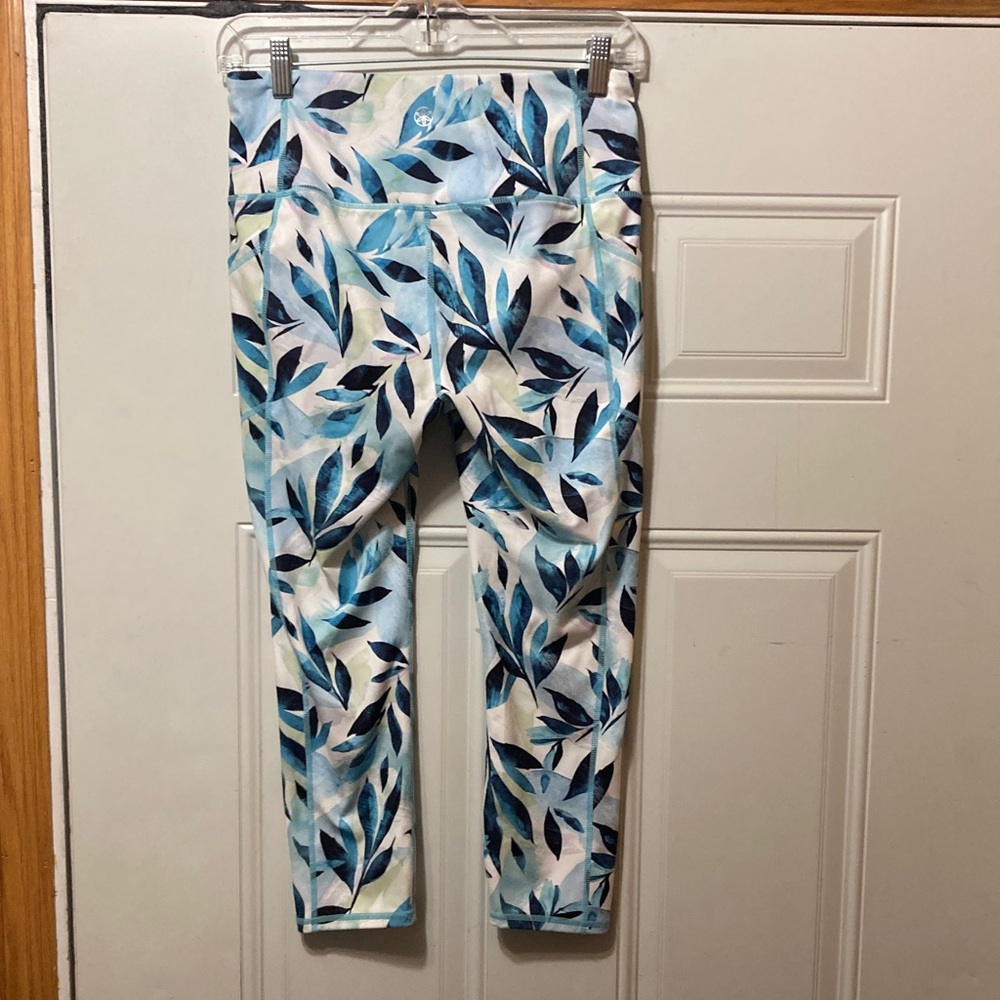 Gaiam‎ Blue Leaf Print Leggings M
